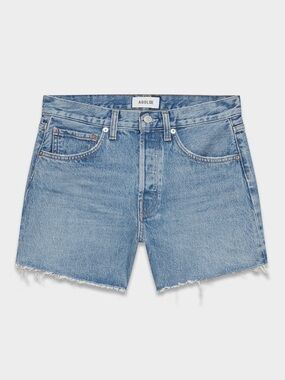 Agolde Light Blue Raw Hem Denim Shorts